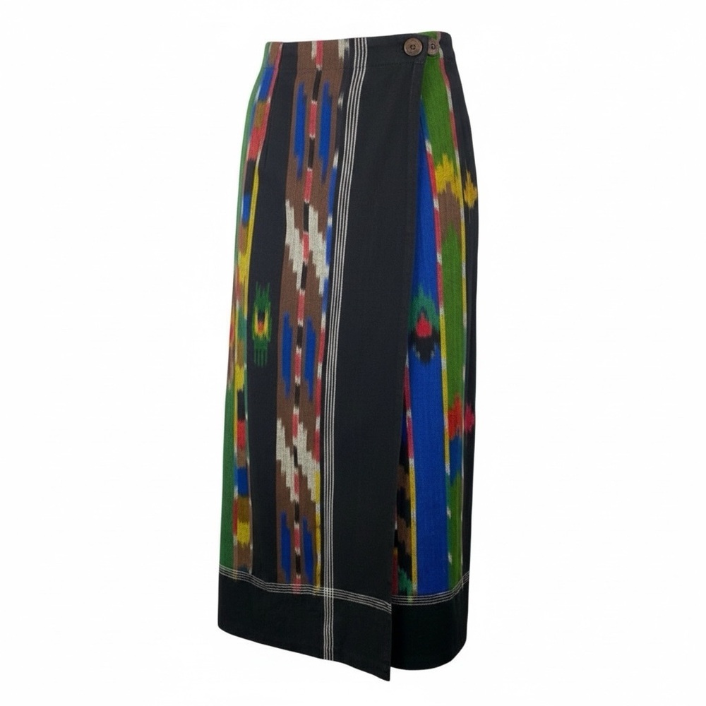 Chico’s Vintage Colorful Patterned Wrap Skirt 100% Cotton 
Size M Artsy Boho
